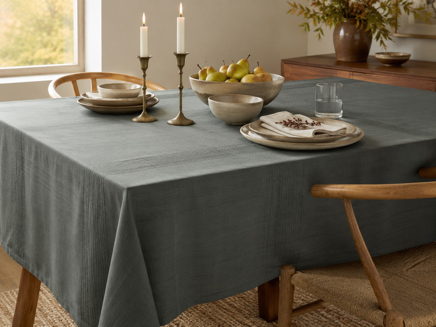 Three easy ways to build warm, textured fall and Thanksgiving tables with Sustainable Threads