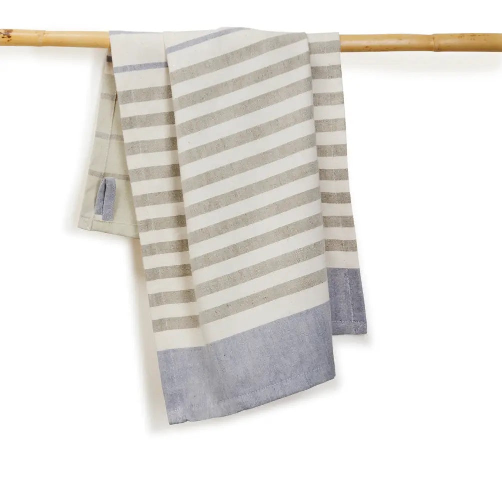 Cotton Kitchen Towels | Handwoven Airy Stripe | Avocado