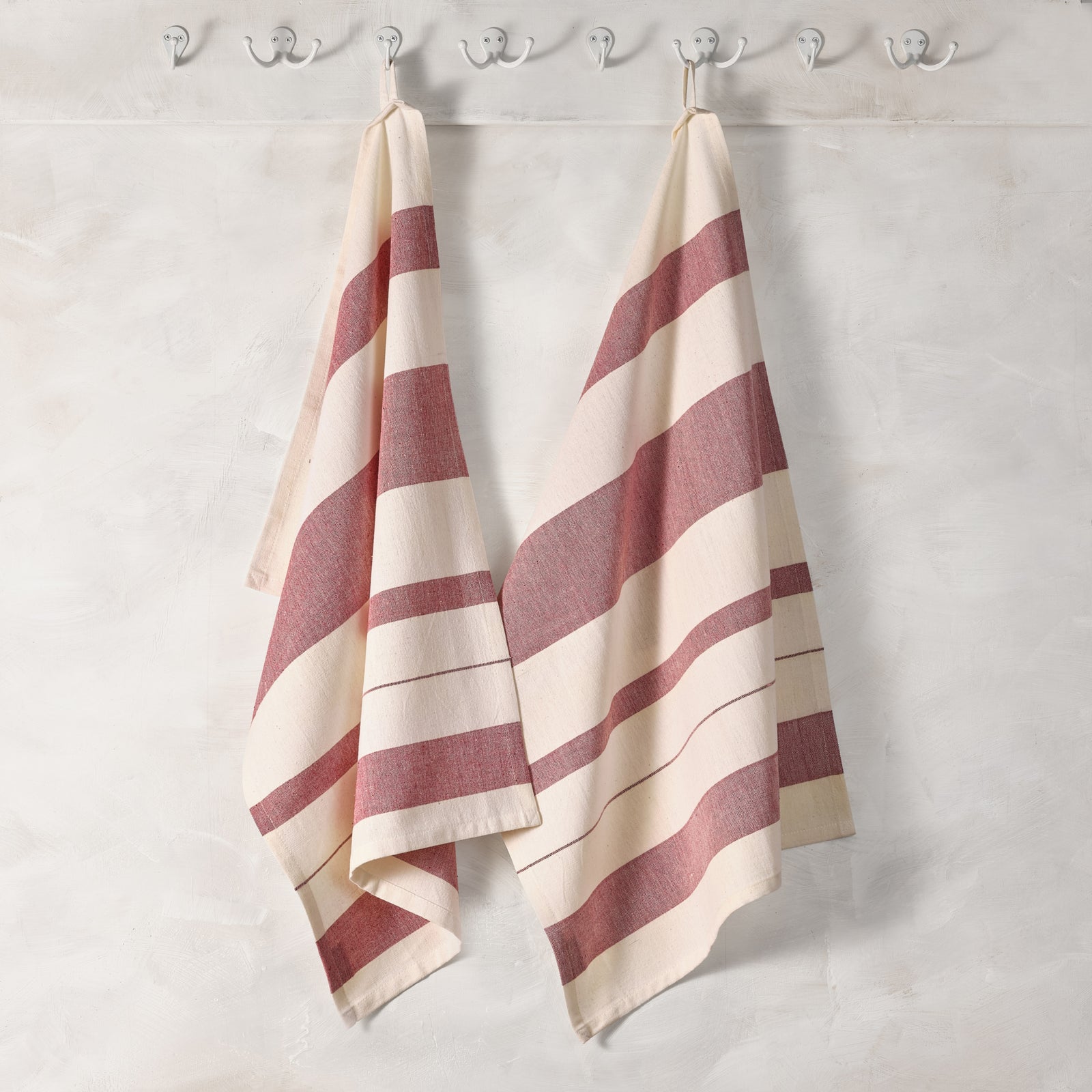 Cotton Kitchen Towel | Handwoven | Field Stripe | Cranberry