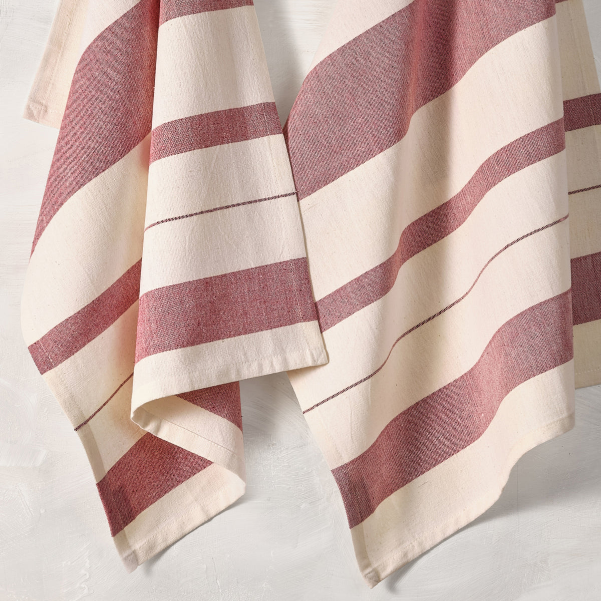 Cotton Kitchen Towel | Handwoven | Field Stripe | Cranberry