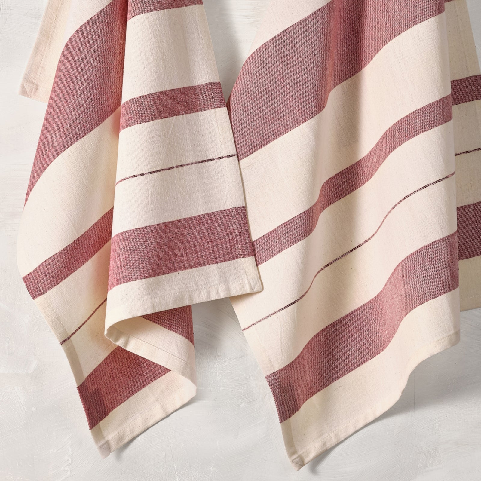 Cotton Kitchen Towel | Handwoven | Field Stripe | Cranberry