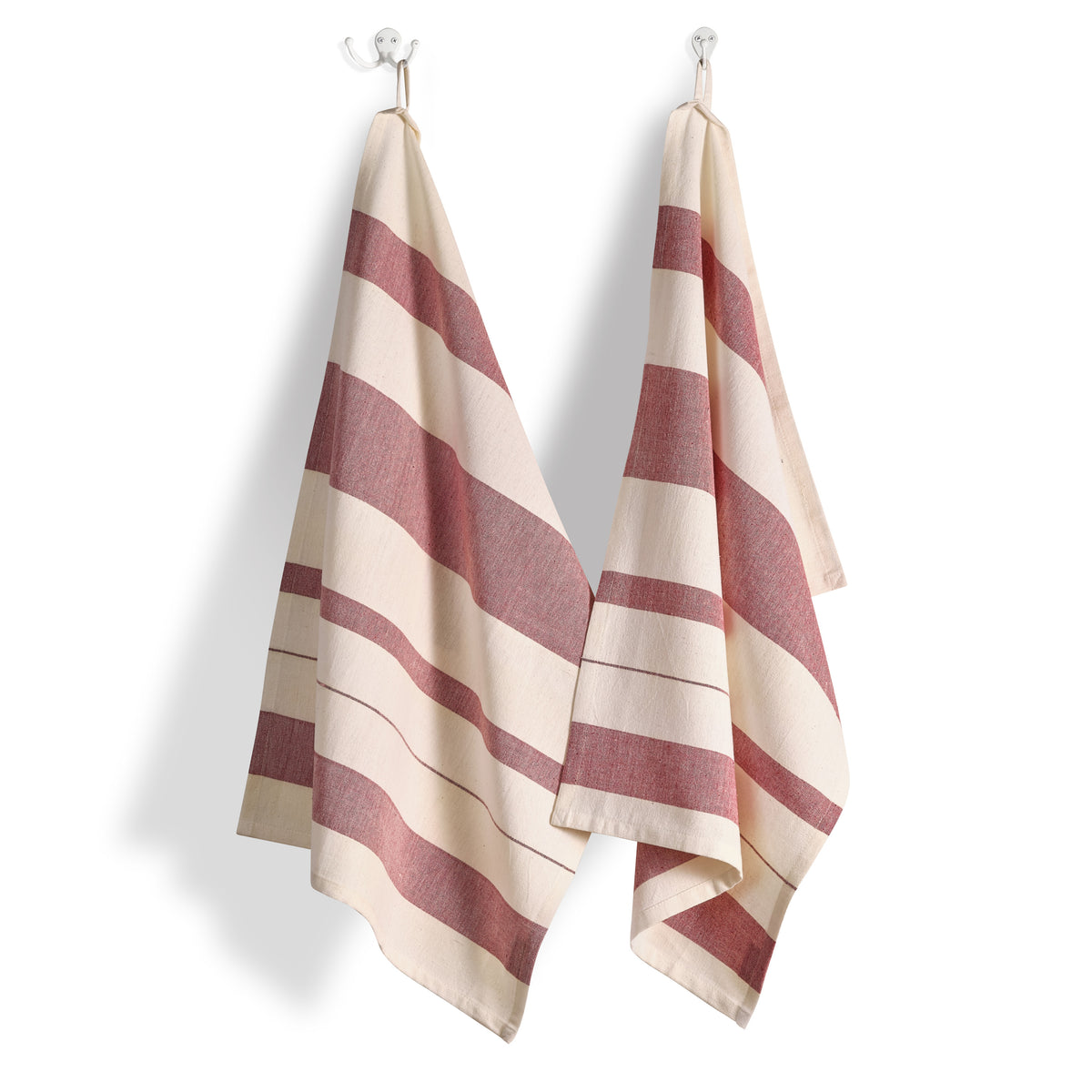 Cotton Kitchen Towel | Handwoven | Field Stripe | Cranberry