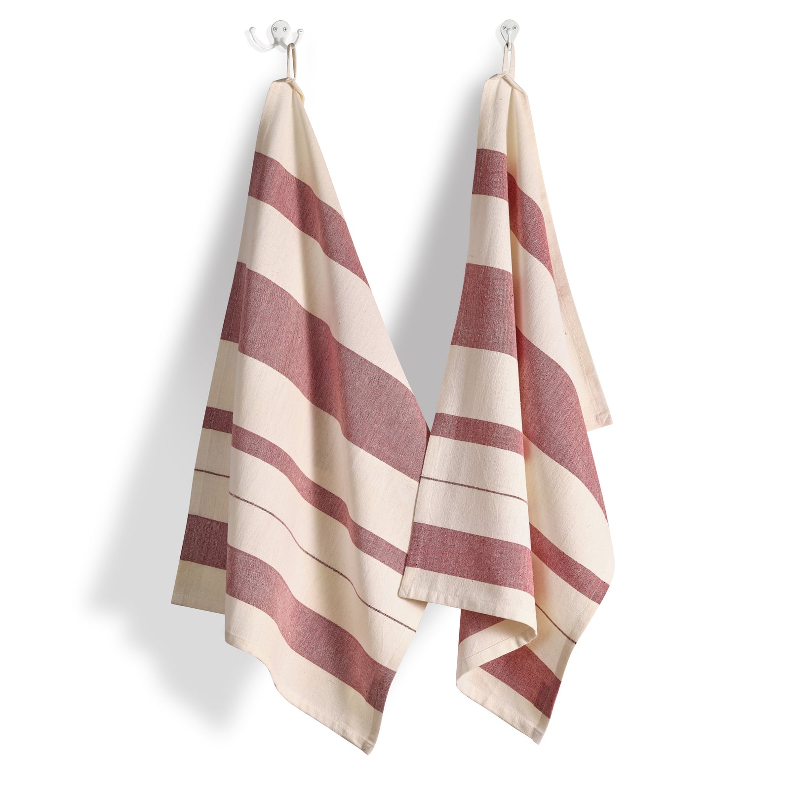 Cotton Kitchen Towel | Handwoven | Field Stripe | Cranberry