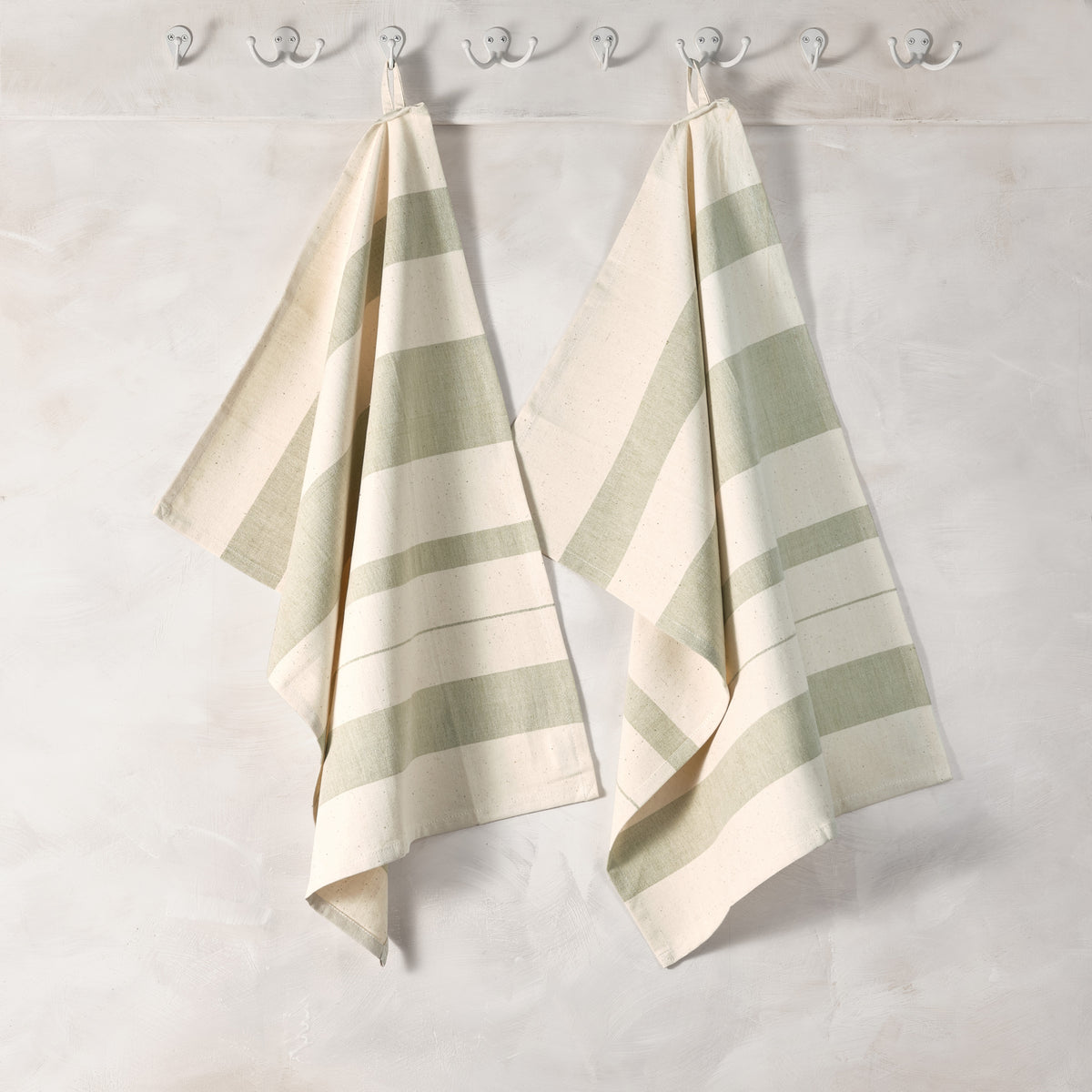 Cotton Kitchen Towel | Handwoven | Field Stripe | Sage