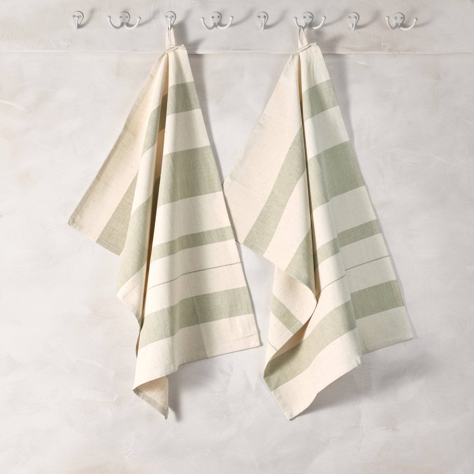Cotton Kitchen Towel | Handwoven | Field Stripe | Sage