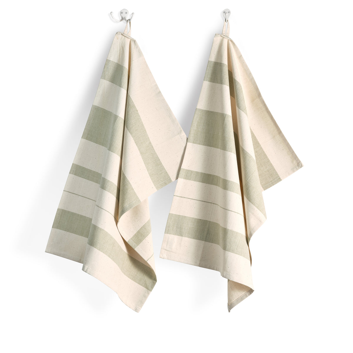 Cotton Kitchen Towel | Handwoven | Field Stripe | Sage