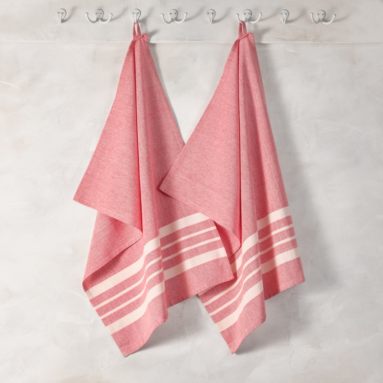 Cotton Kitchen Towel | Handwoven | Scandi Stripe | Tomato