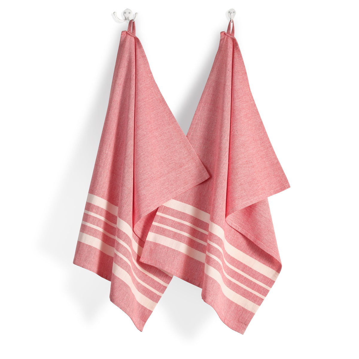 Cotton Kitchen Towel | Handwoven | Scandi Stripe | Tomato