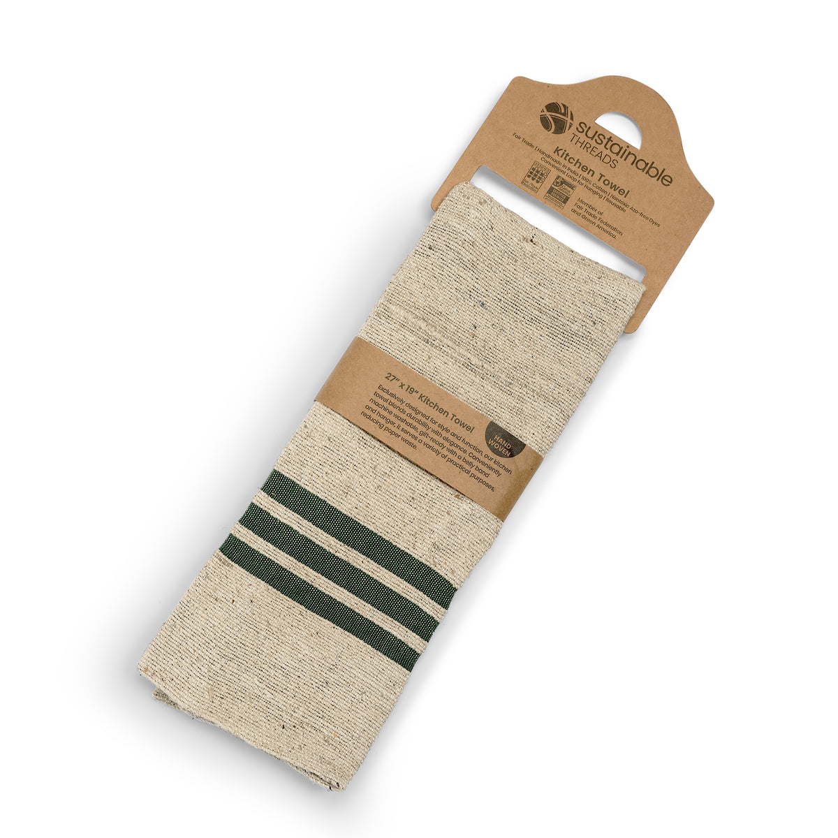 Cotton Kitchen Towels | Handwoven | Direction  | Green