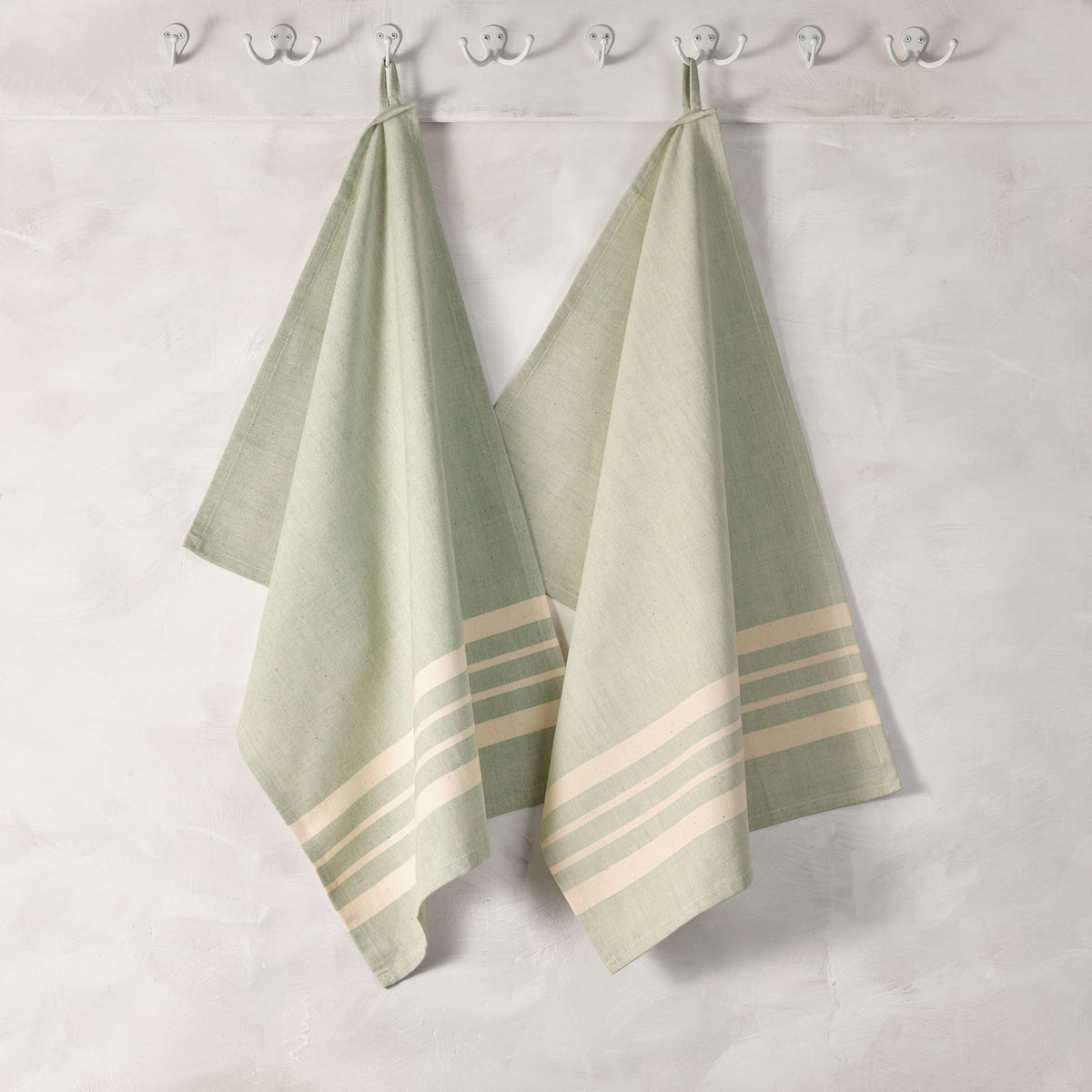 Cotton Kitchen Towel | Handwoven | Scandi Stripe | Parsley