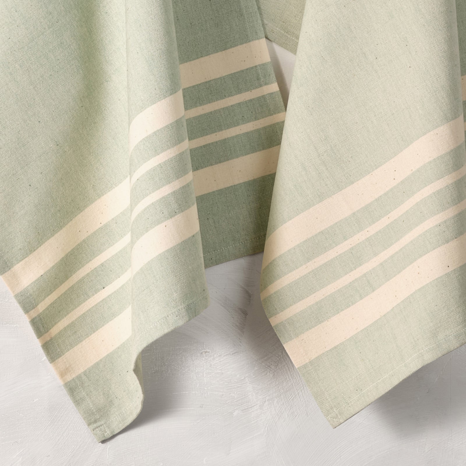 Cotton Kitchen Towel | Handwoven | Scandi Stripe | Parsley