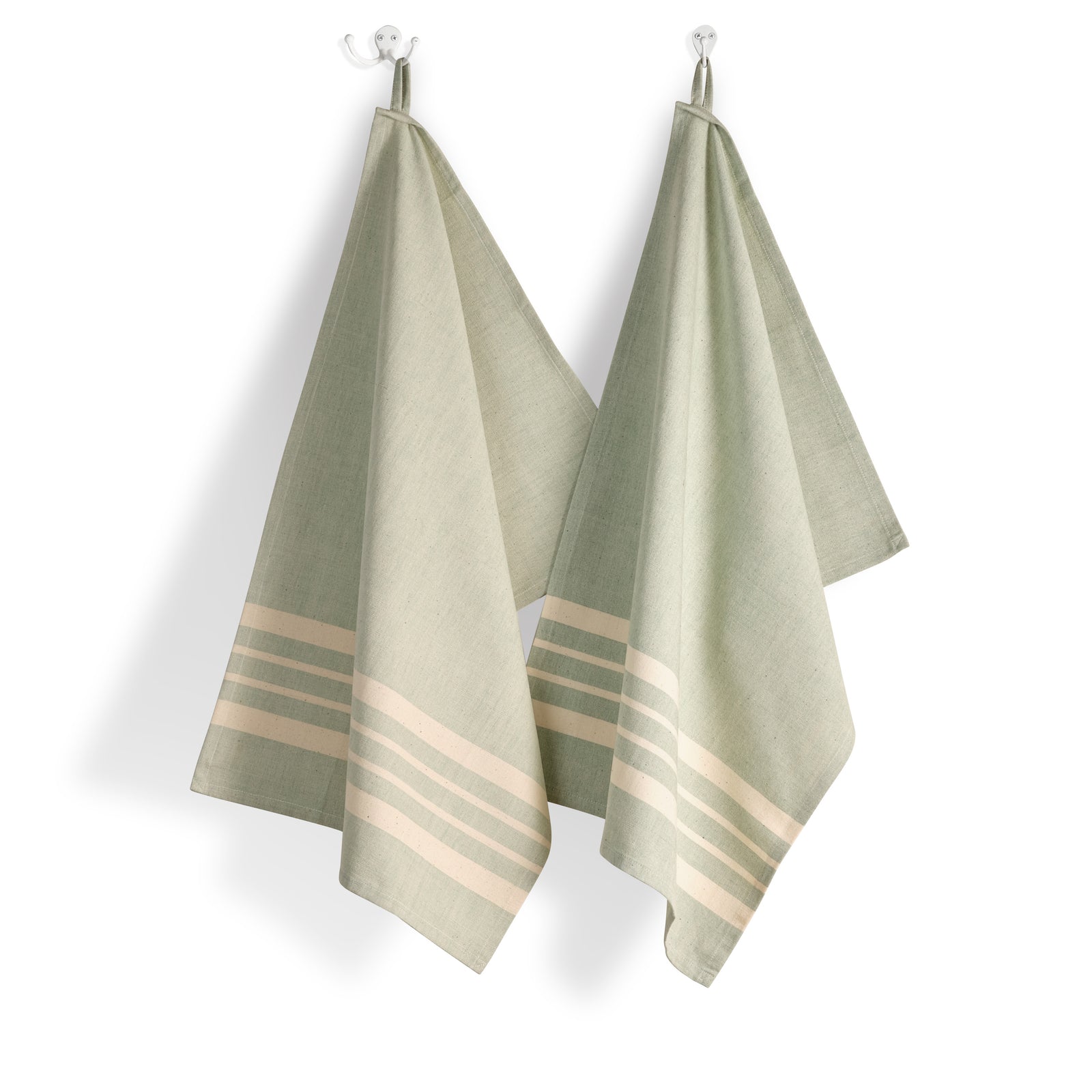 Cotton Kitchen Towel | Handwoven | Scandi Stripe | Parsley