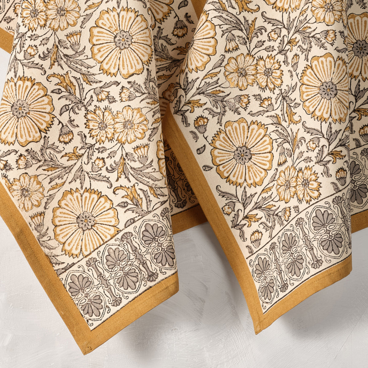 Cotton Kitchen Towel | Hand Block Printed | Bloom  | Sand
