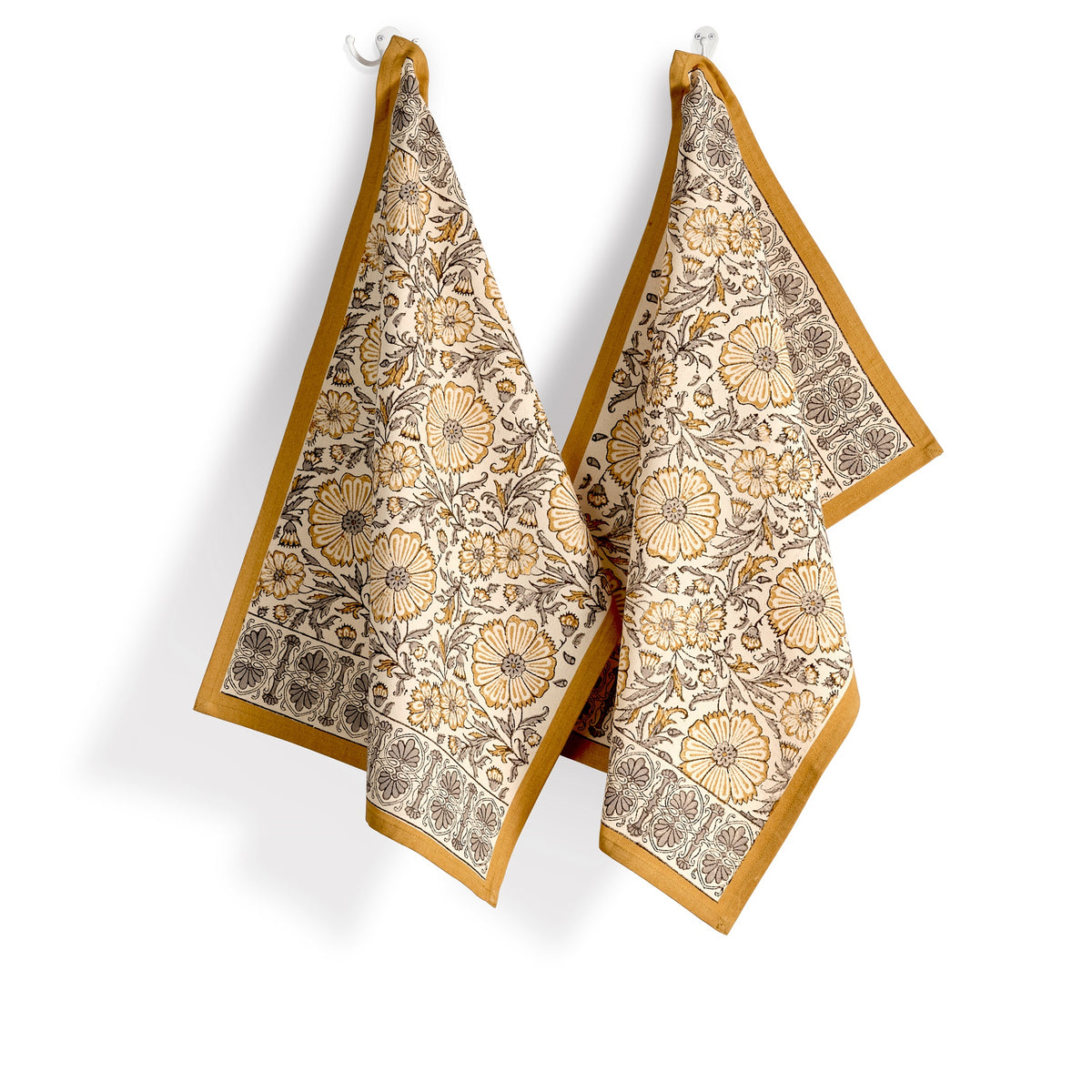 Cotton Kitchen Towel | Hand Block Printed | Bloom  | Sand