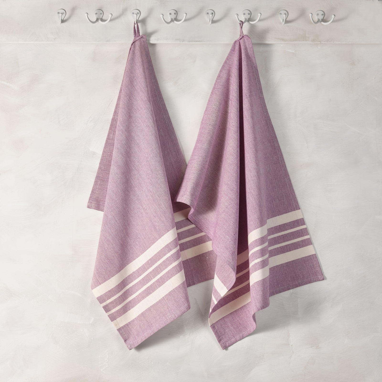 Cotton Kitchen Towel | Handwoven | Scandi Stripe | Eggplant