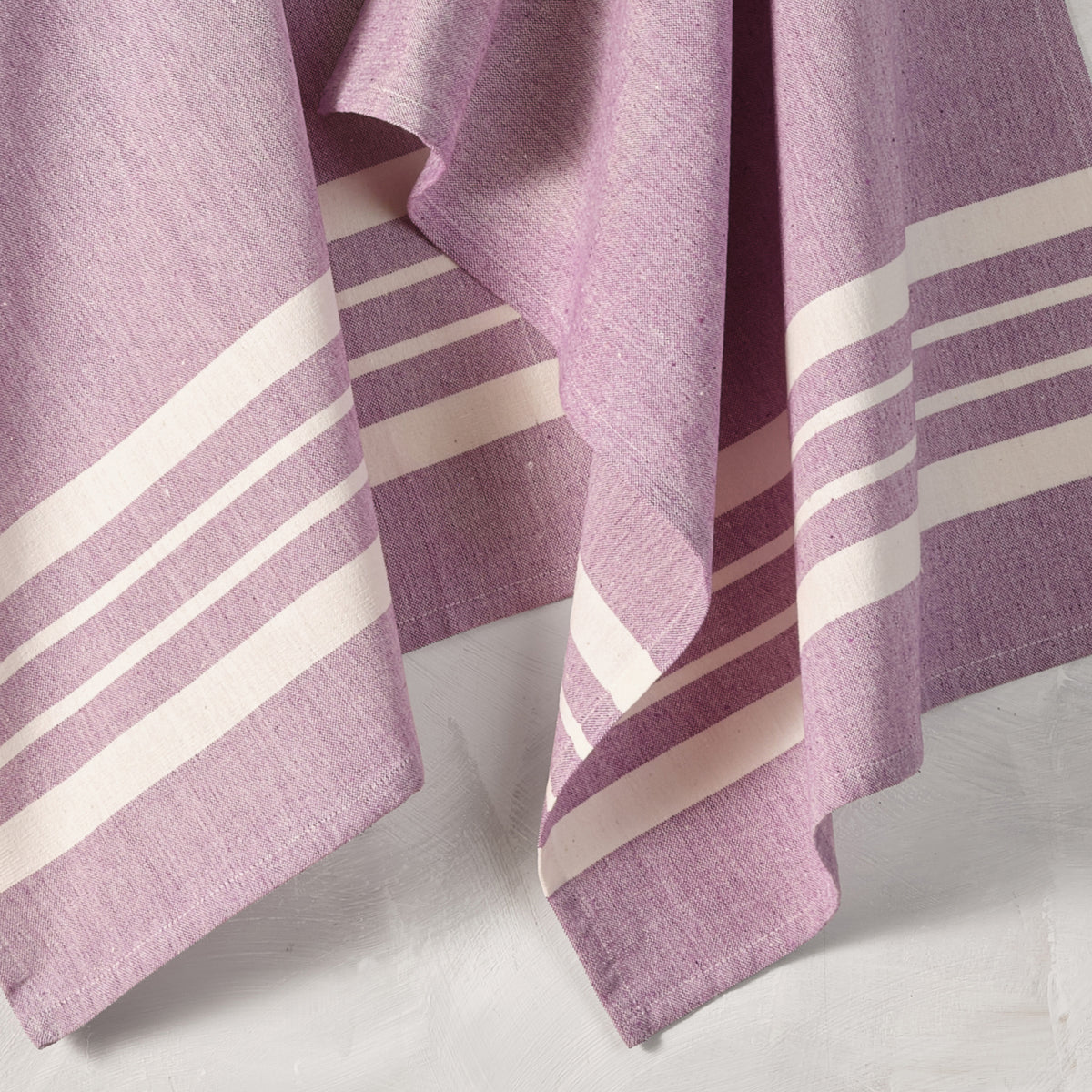 Cotton Kitchen Towel | Handwoven | Scandi Stripe | Eggplant