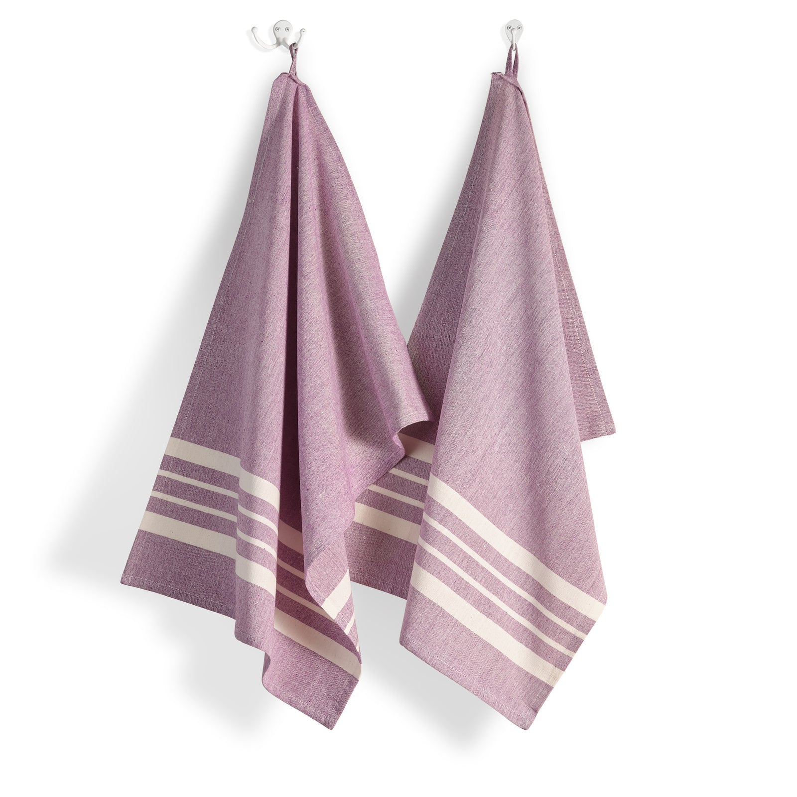 Cotton Kitchen Towel | Handwoven | Scandi Stripe | Eggplant