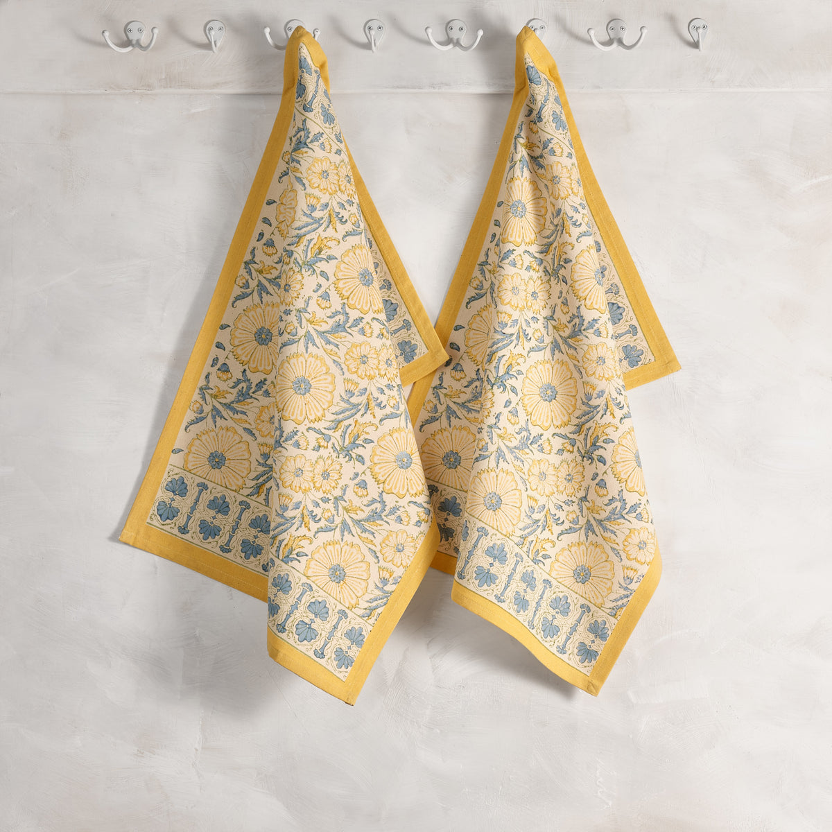 Cotton Kitchen Towel | Hand Block Printed | Bloom  | Wheat