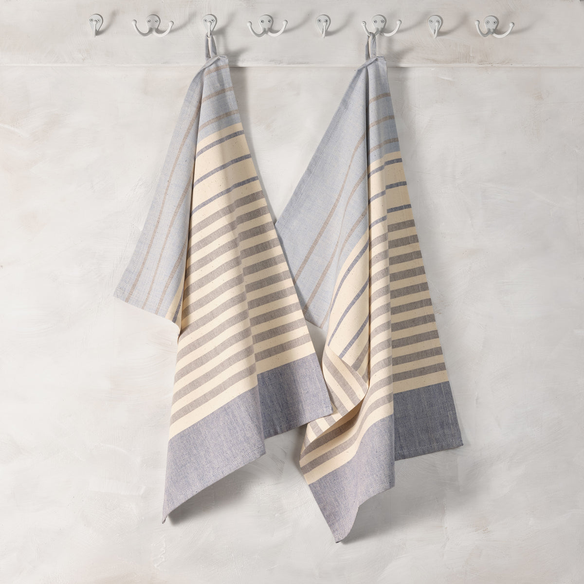 Cotton Kitchen Towels | Handwoven Airy Stripe | Blue Cheese