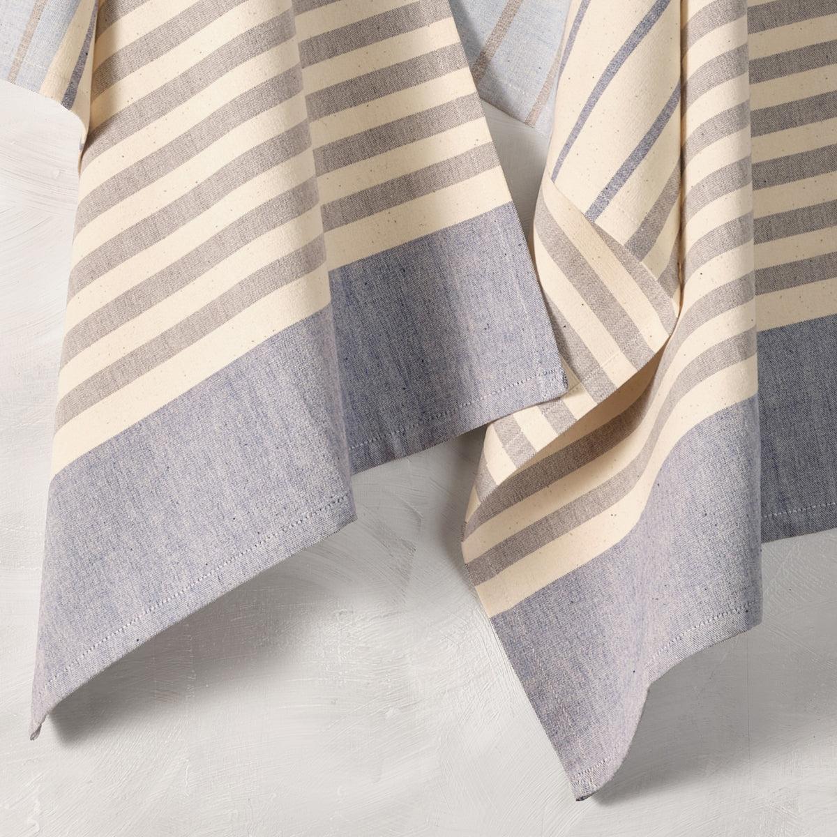 Cotton Kitchen Towels | Handwoven Airy Stripe | Blue Cheese