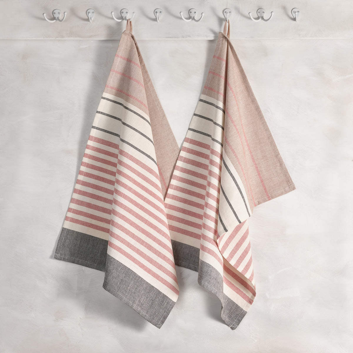 Cotton Kitchen Towels | Handwoven Airy Stripe | Peppercorn