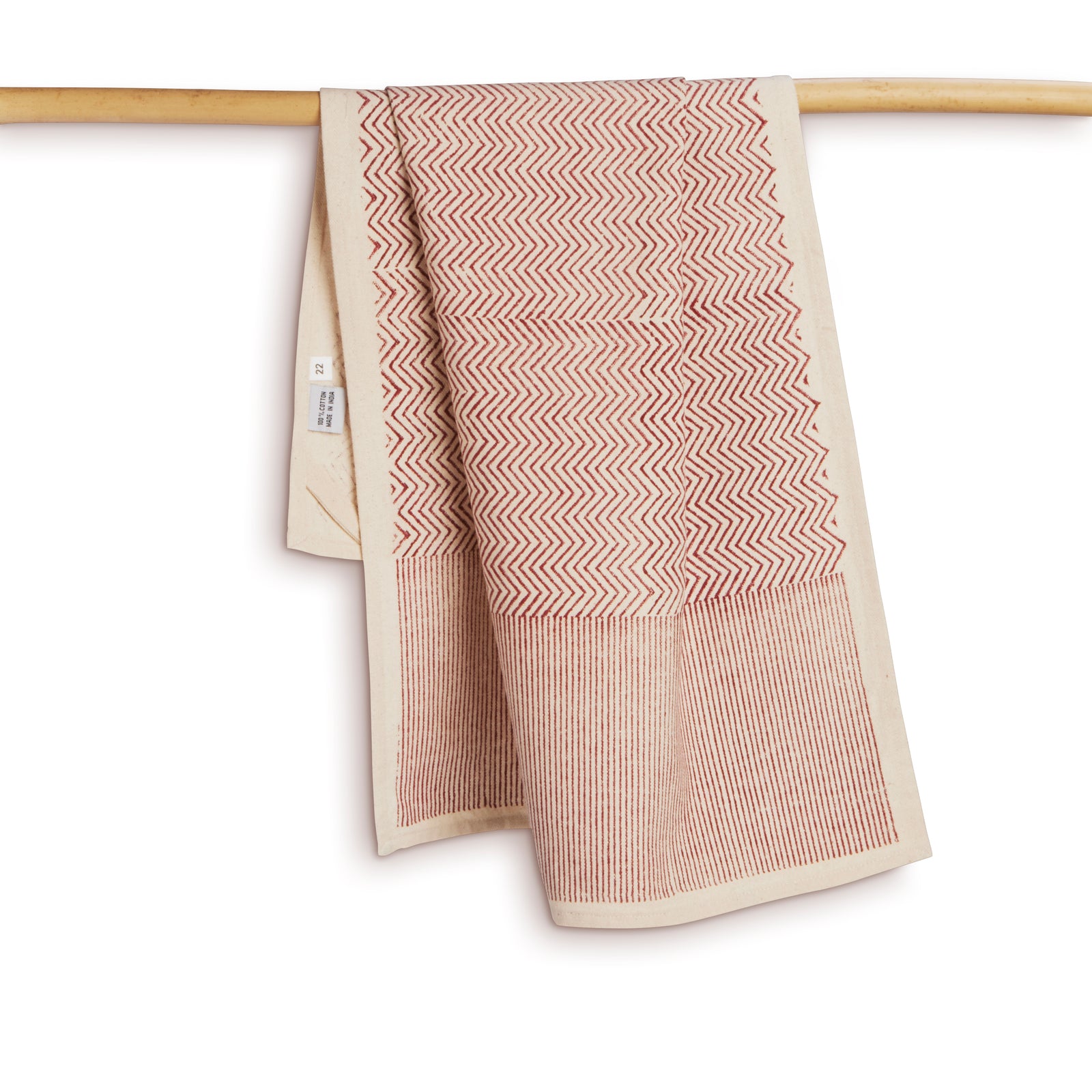 Cotton Kitchen Towel | Hand Block Printed | Make Waves  | Red