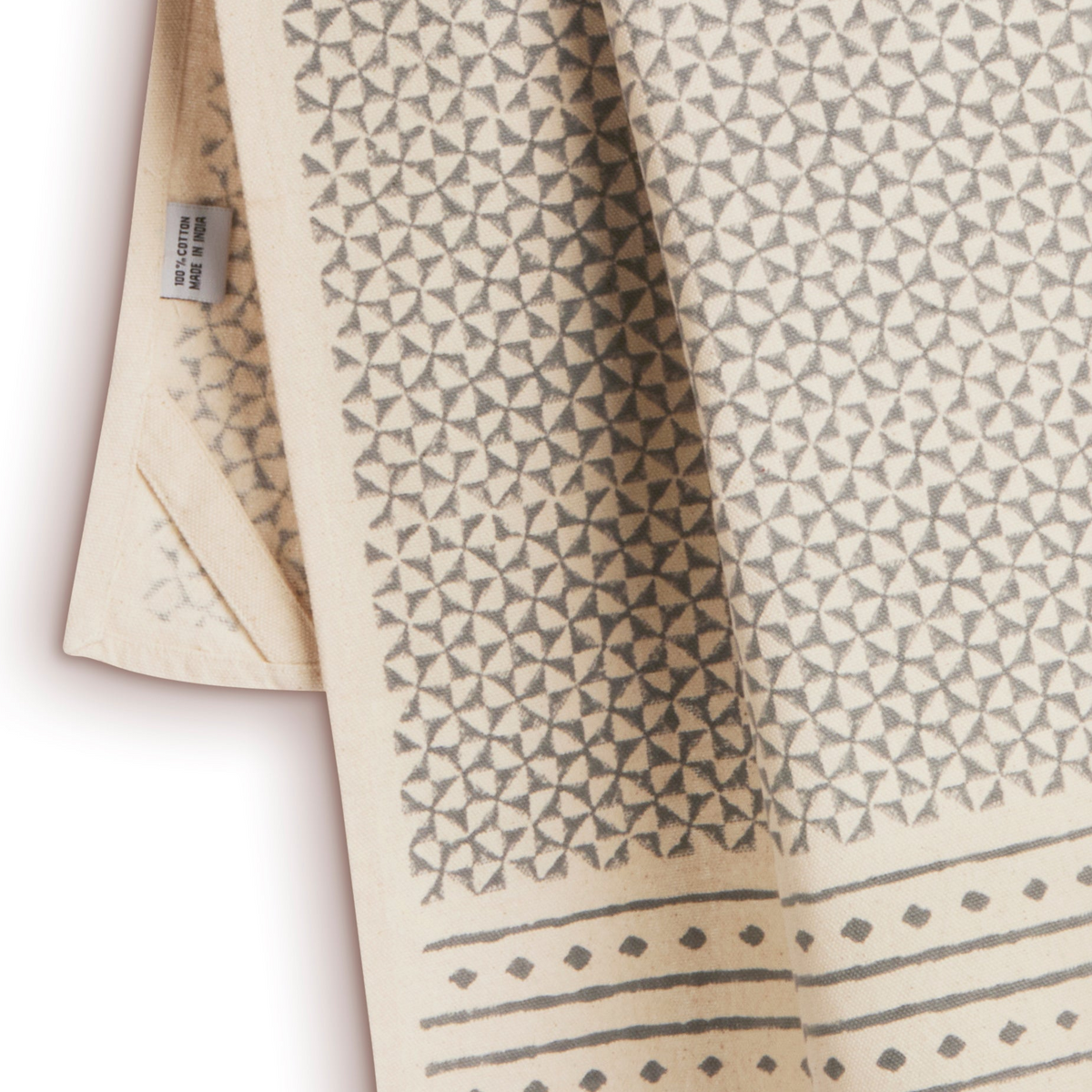 Cotton Kitchen Towel | Hand Block Printed | Feast  | Slate