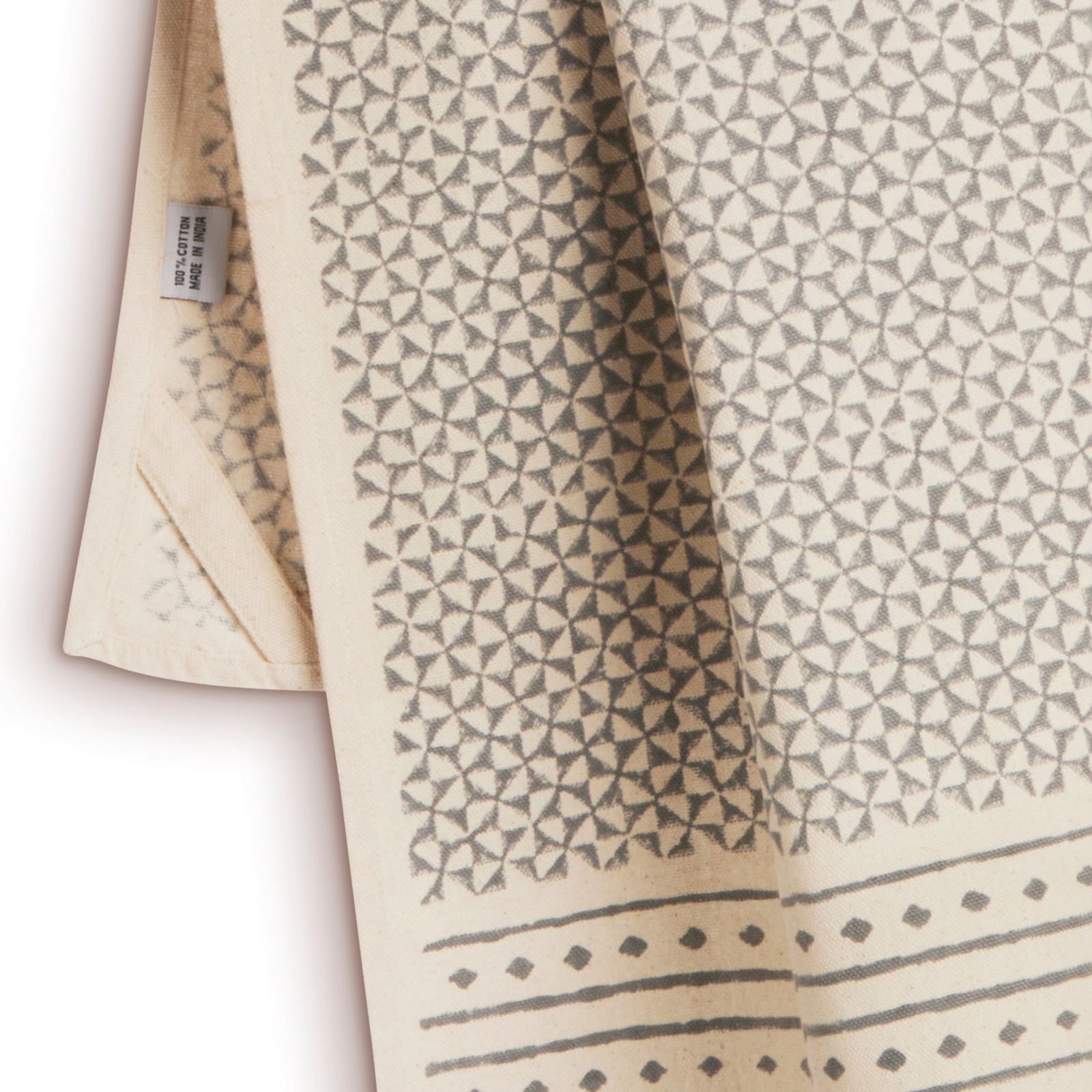 Cotton Kitchen Towel | Hand Block Printed | Feast  | Slate