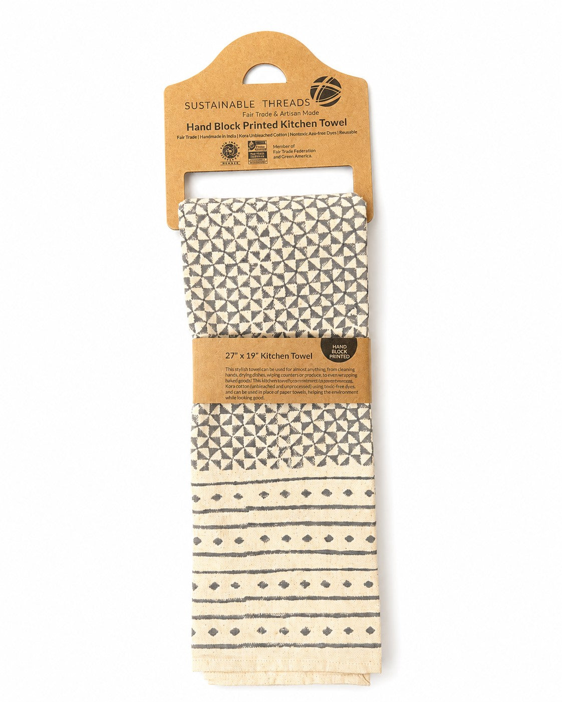 Cotton Kitchen Towel | Hand Block Printed | Feast  | Slate