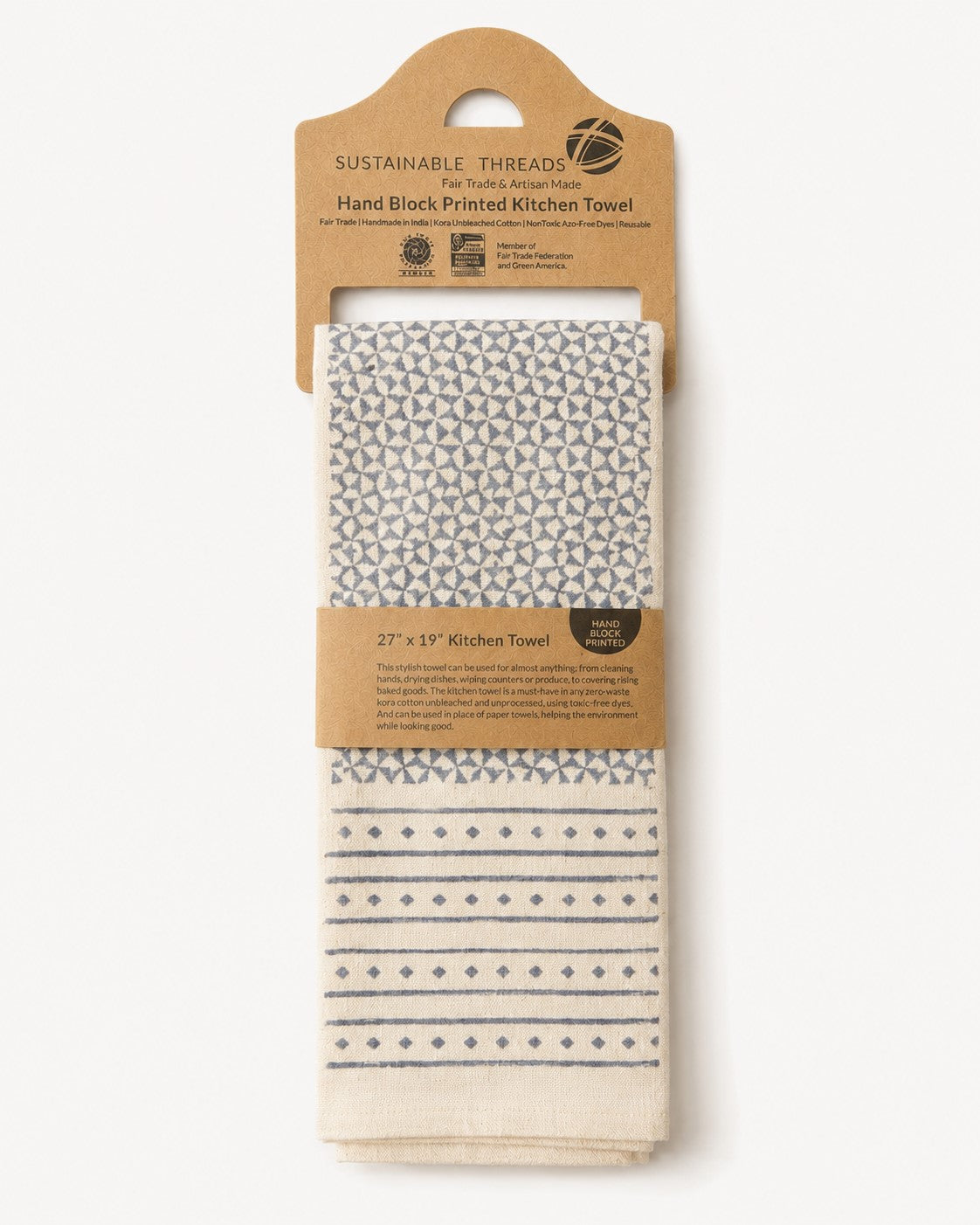 Cotton Kitchen Towel | Hand Block Printed | Feast  | Blue