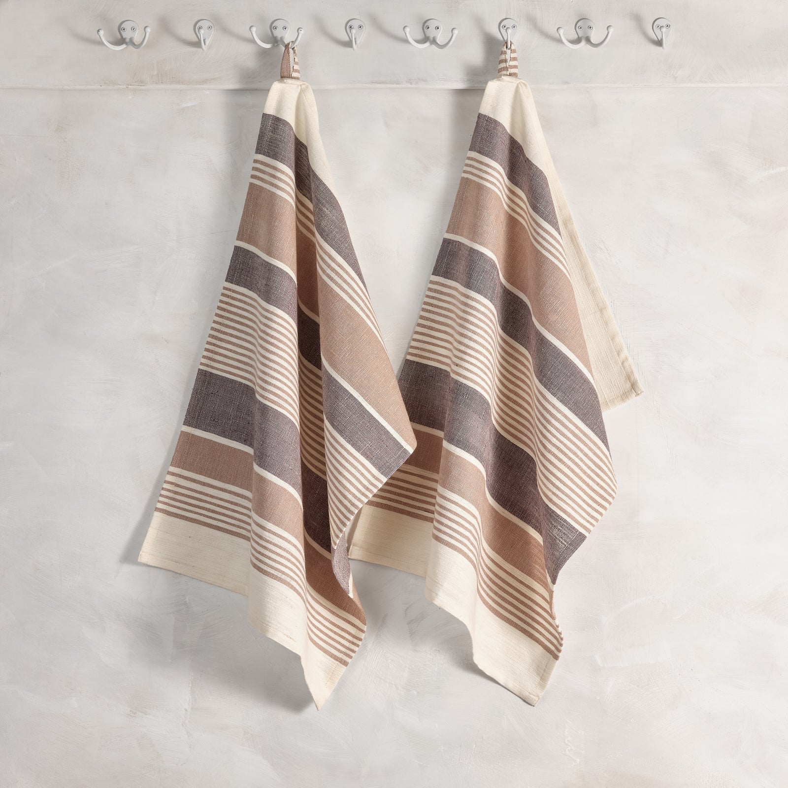 Cotton Kitchen Towel | Handspun & Handwoven | Studio Stripe | Pebble