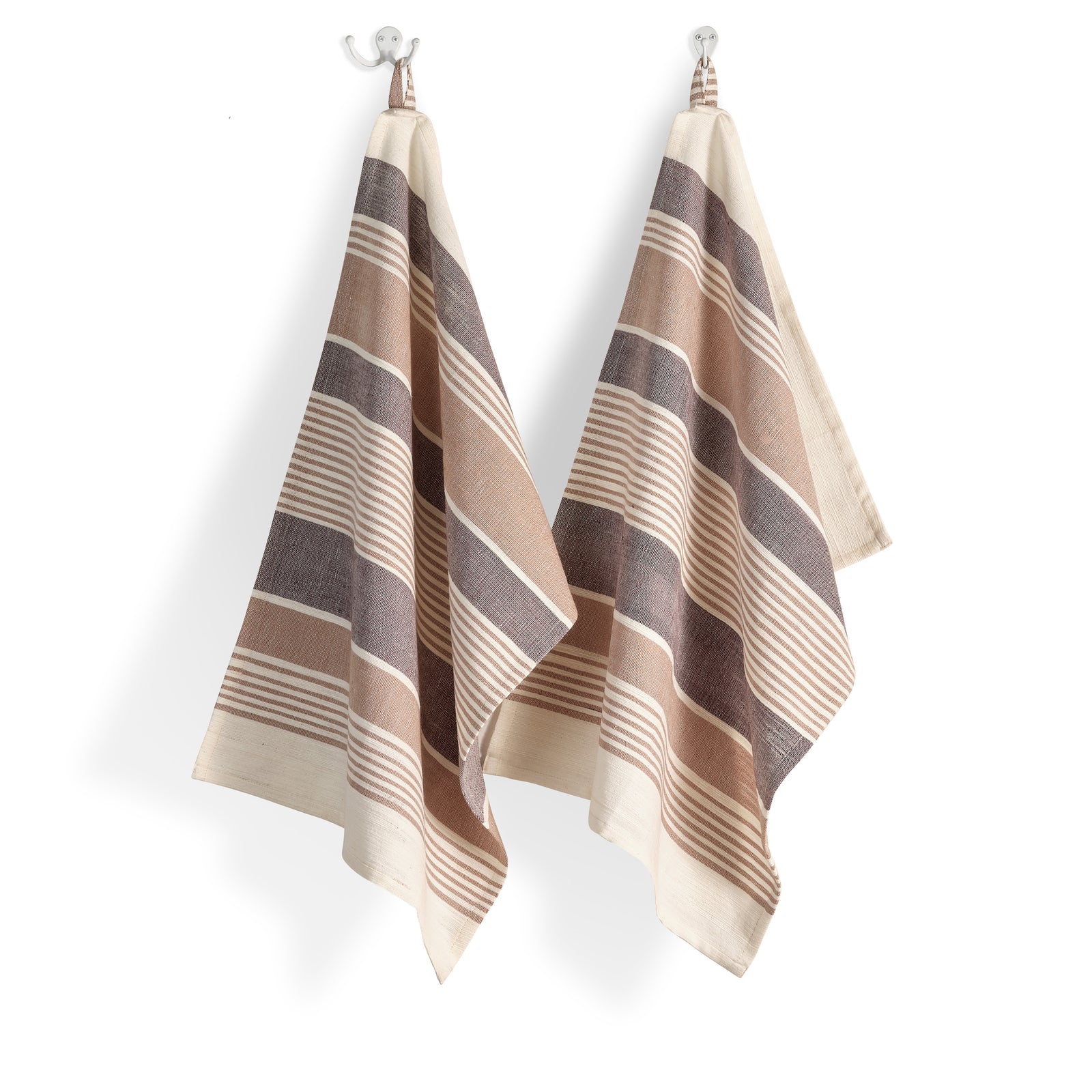 Cotton Kitchen Towel | Handspun & Handwoven | Studio Stripe | Pebble