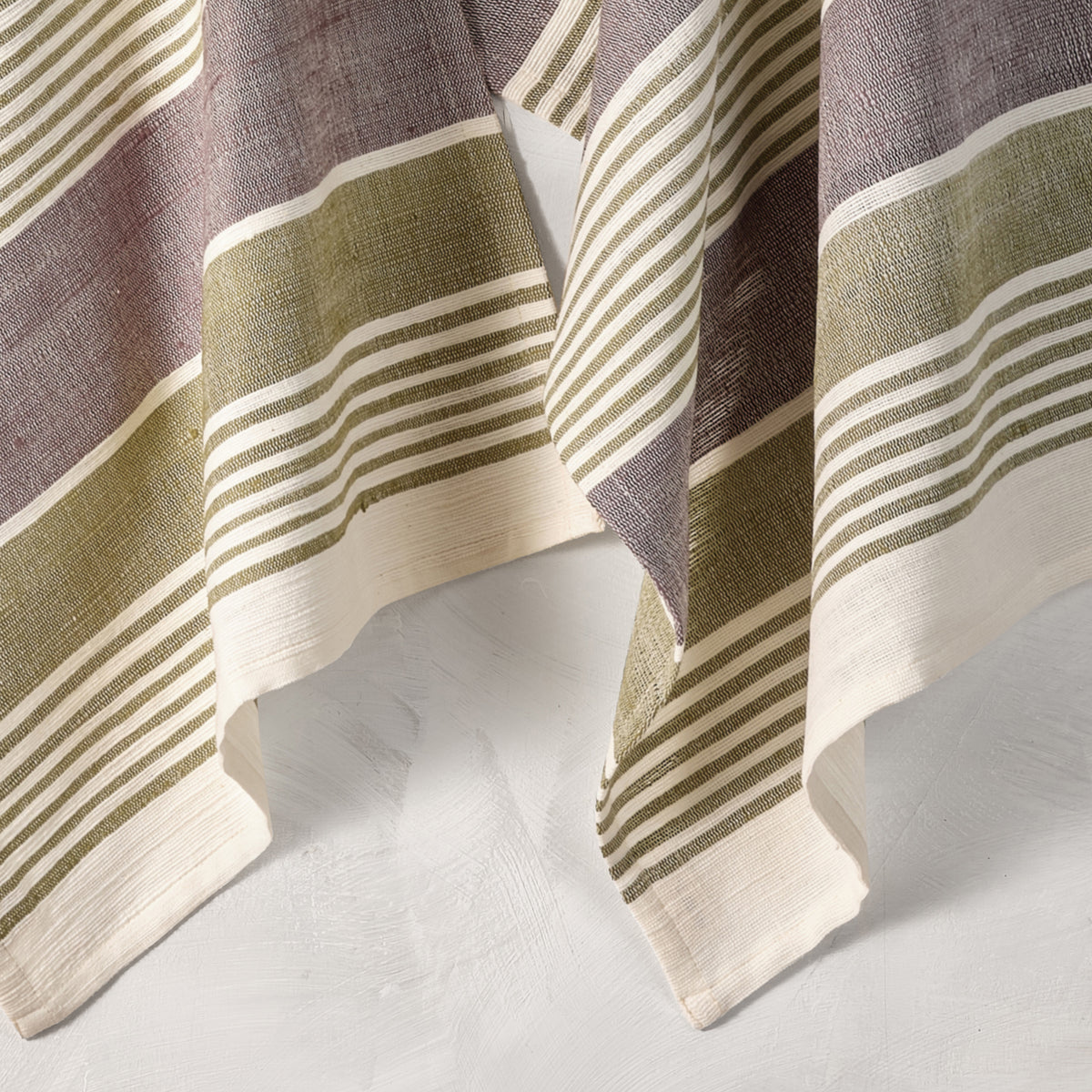 Cotton Kitchen Towel | Handspun & Handwoven | Studio Stripe | Fern