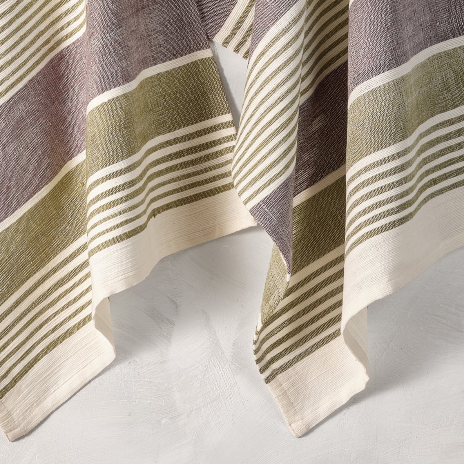 Cotton Kitchen Towel | Handspun & Handwoven | Studio Stripe | Fern