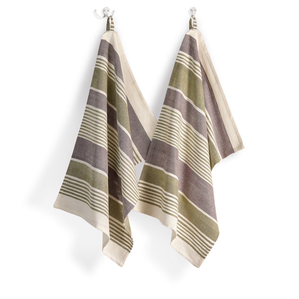 Cotton Kitchen Towel | Handspun &amp; Handwoven | Studio Stripe | Fern