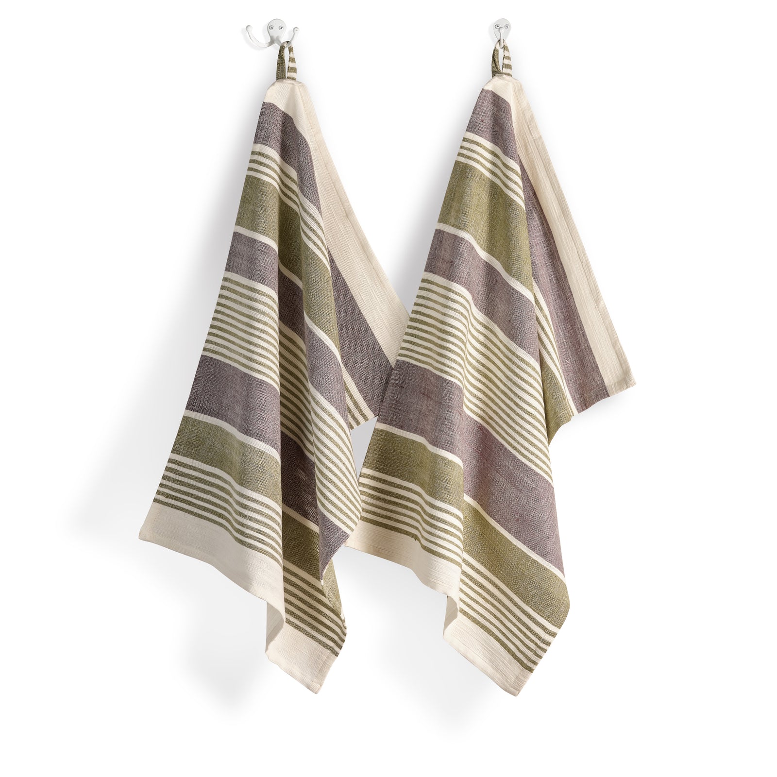 Cotton Kitchen Towel | Handspun & Handwoven | Studio Stripe | Fern