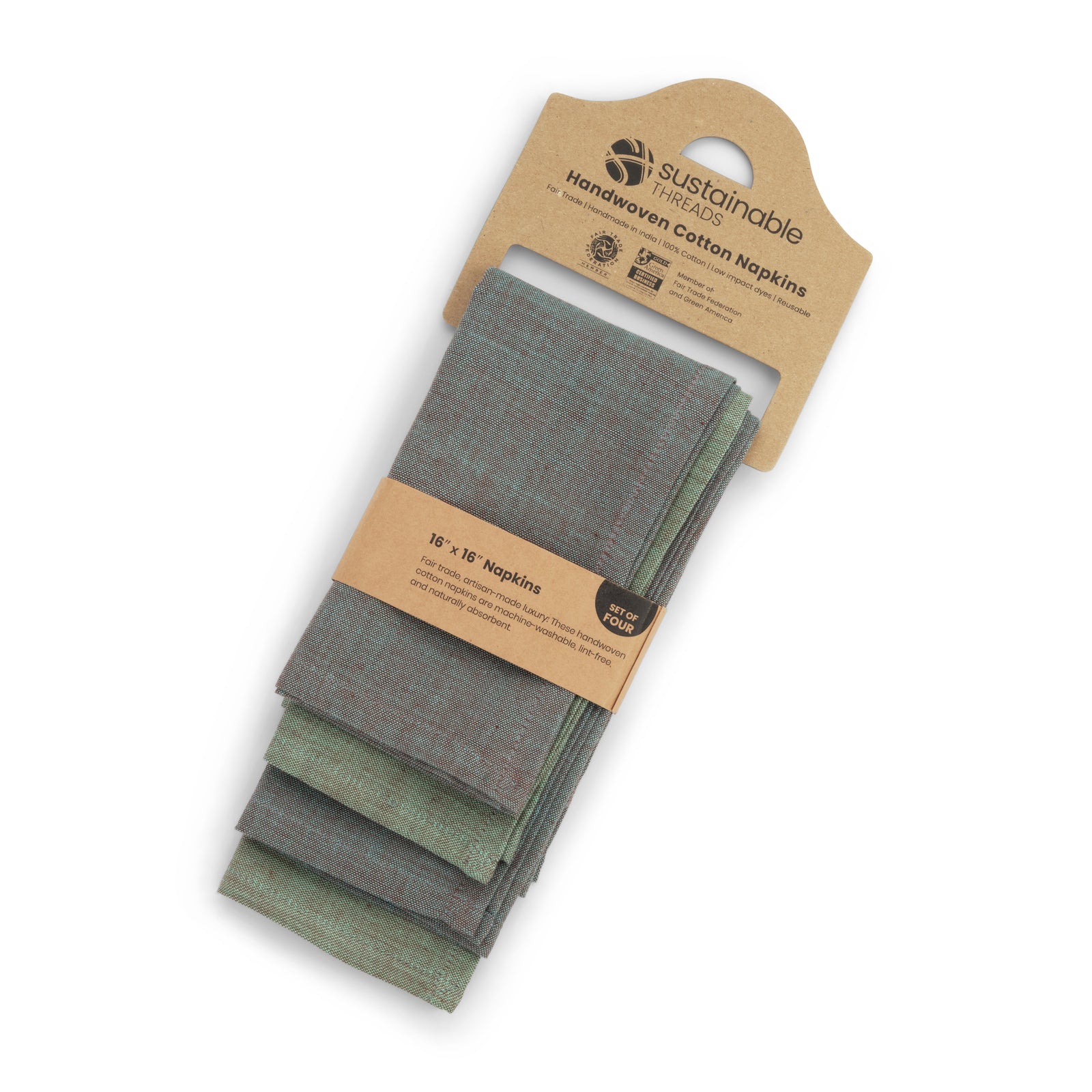 Handwoven Cotton Napkins, Set of 4 | 16" × 16" | Interplay | Metallic