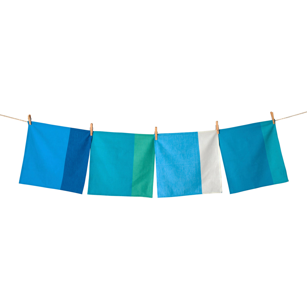 Handwoven Cotton Napkins, Set of 4 | 16" × 16" | Harmonic | Sky