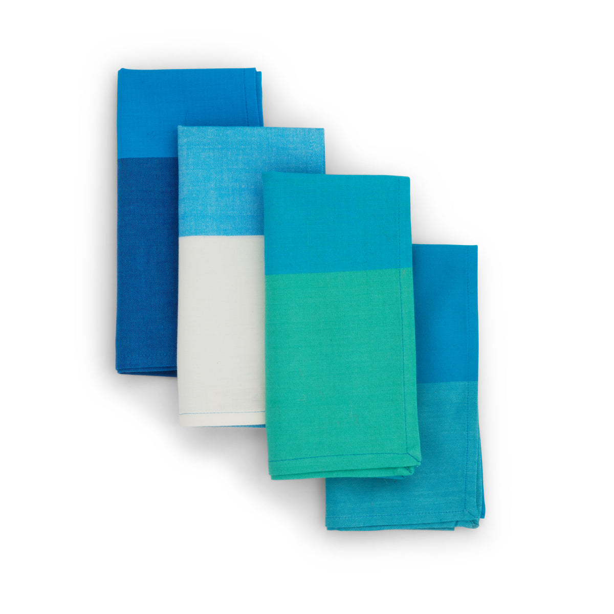 Handwoven Cotton Napkins, Set of 4 | 16" × 16" | Harmonic | Sky