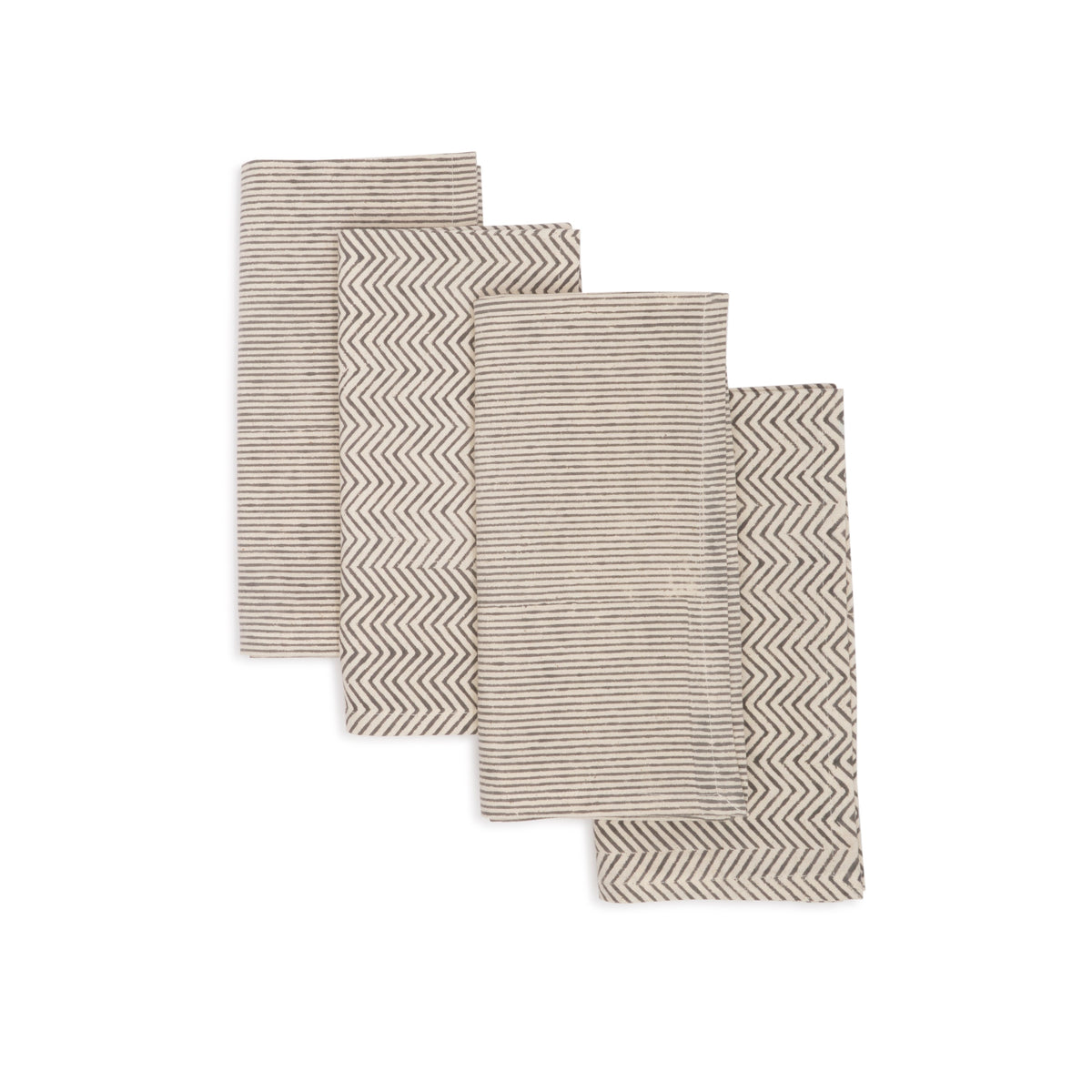Hand Block Printed Cotton Napkins, Set of 4 | 18″×18″ | Axis | Aspen Slate