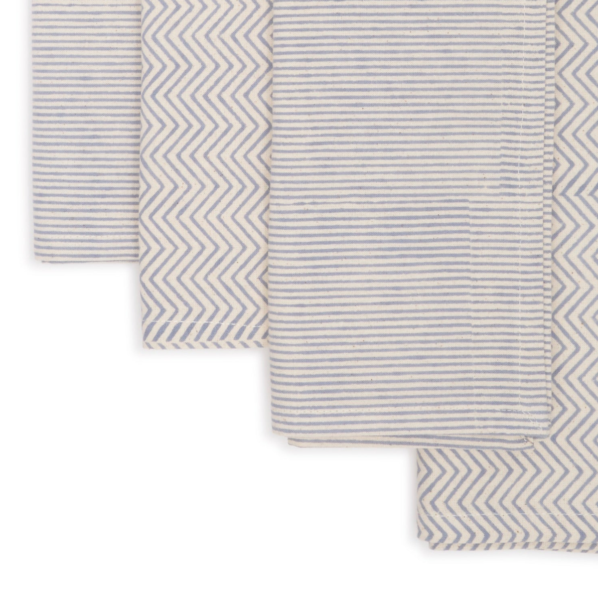 Hand Block Printed Cotton Napkins, Set of 4 | 18″×18″ | Axis | Aspen Blue