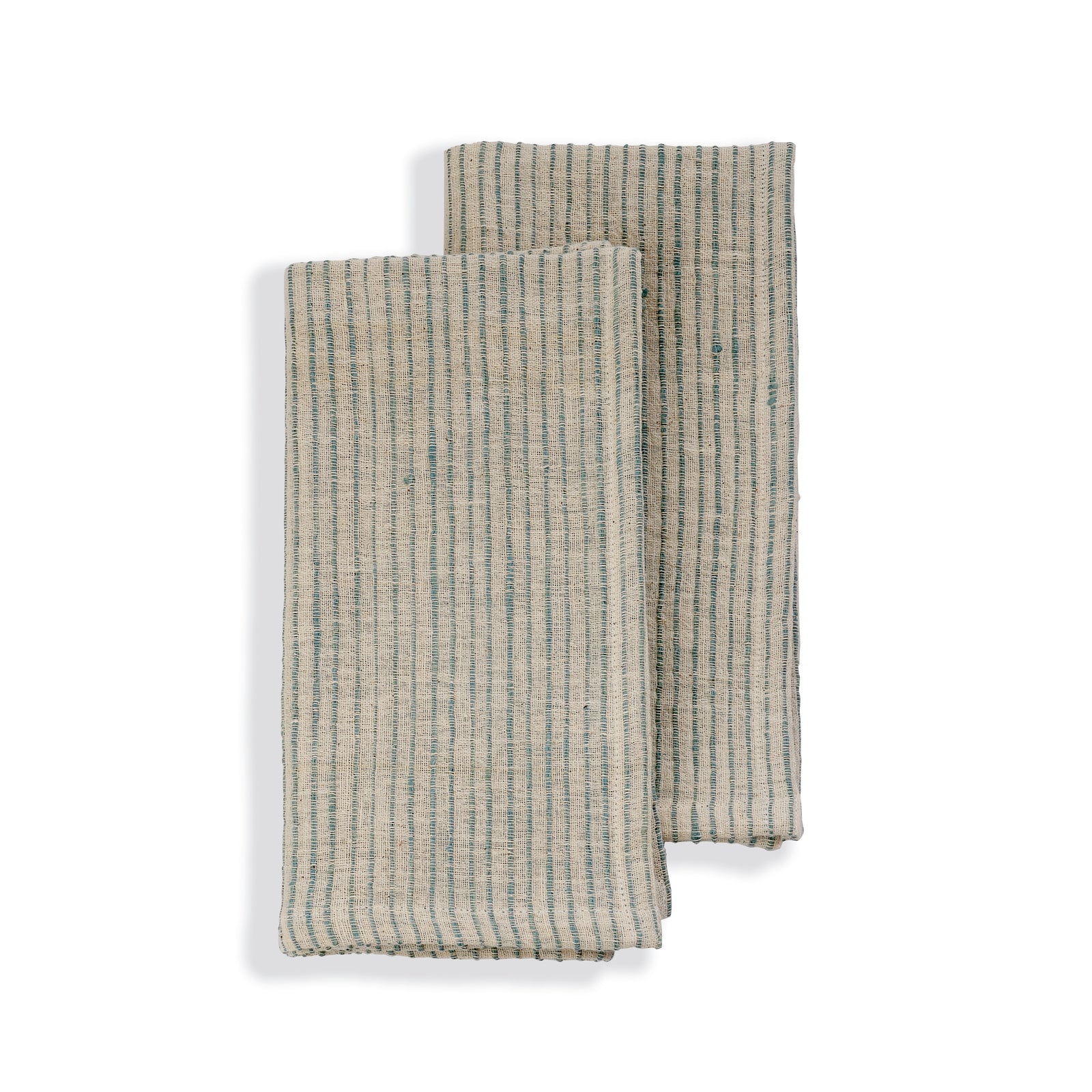Handwoven Organic Cotton Napkins, Set of 2 | 20" × 20" | On Track Green