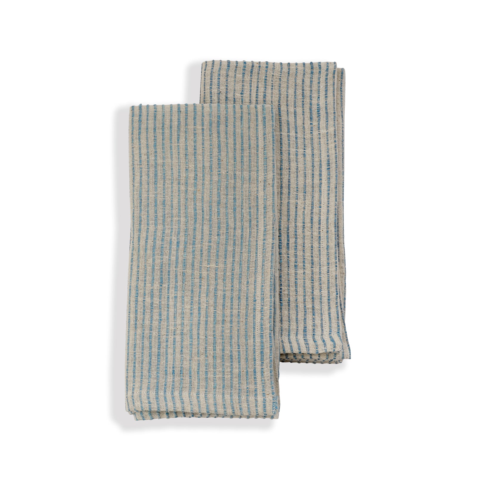 Handwoven Organic Cotton Napkins, Set of 2 | 20" × 20" | On Track Blue