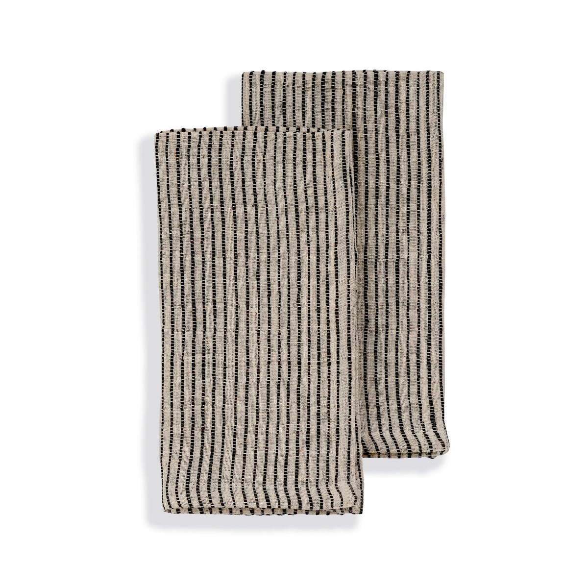 Handwoven Organic Cotton Napkins, Set of 2 | 20" × 20" | On Track Black