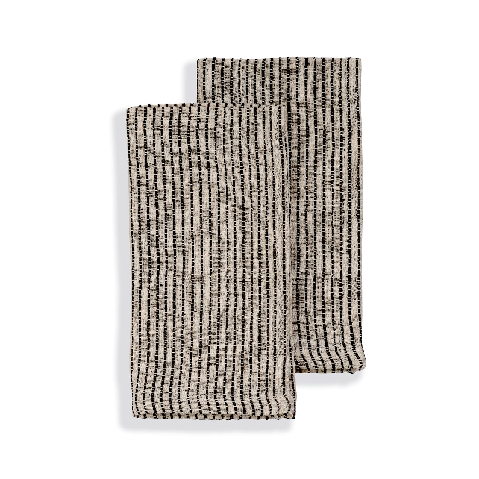 Handwoven Organic Cotton Napkins, Set of 2 | 20" × 20" | On Track Black