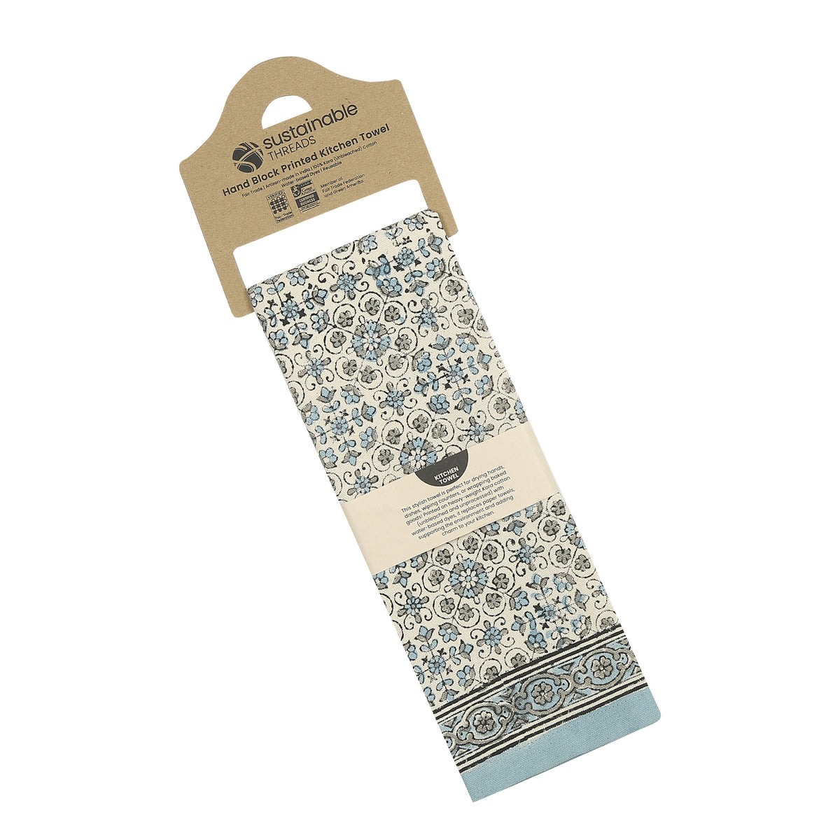 Cotton Kitchen Towel | Hand Block Printed | Lily  | River