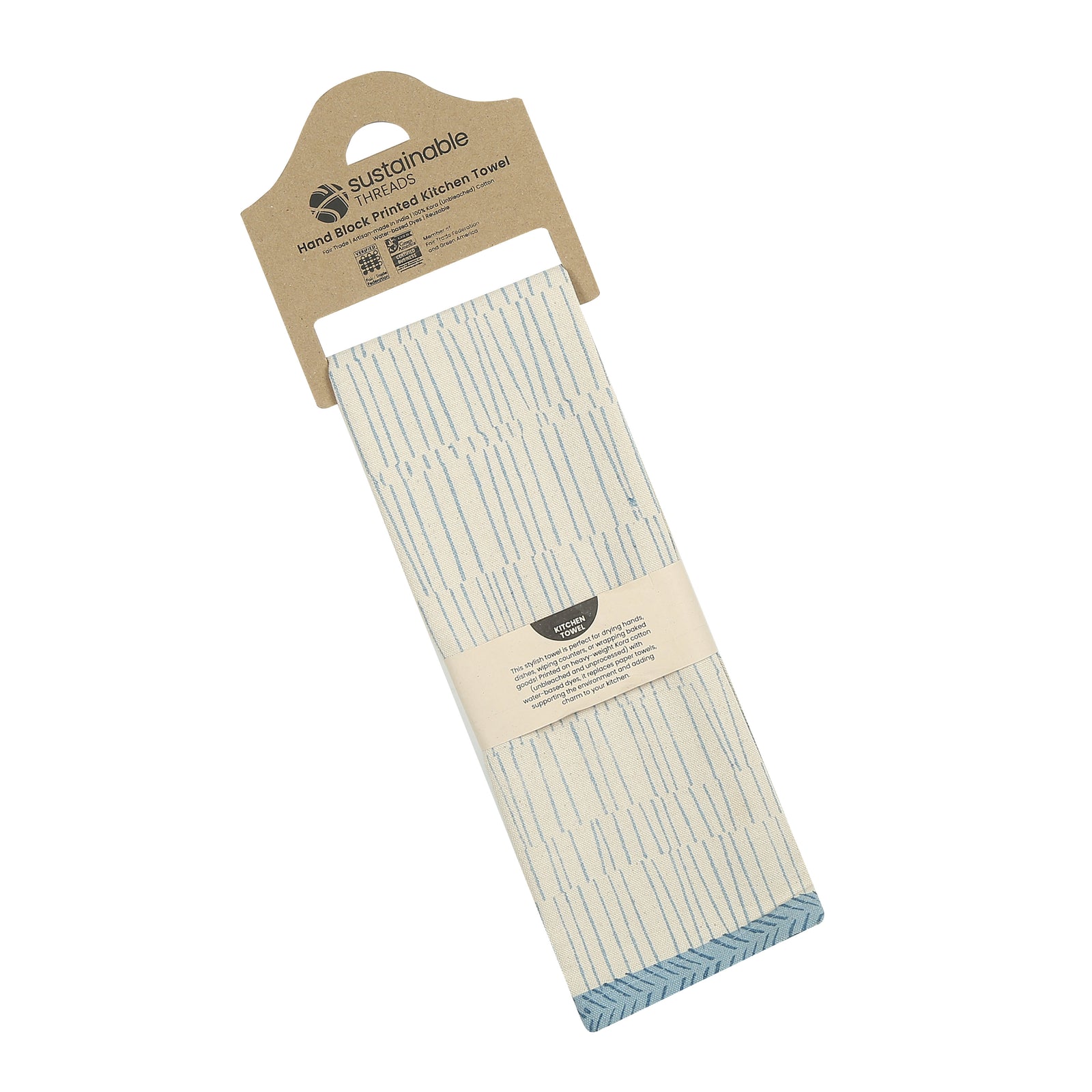 Cotton Kitchen Towel | Hand Block Printed | Tea Break - Baguette