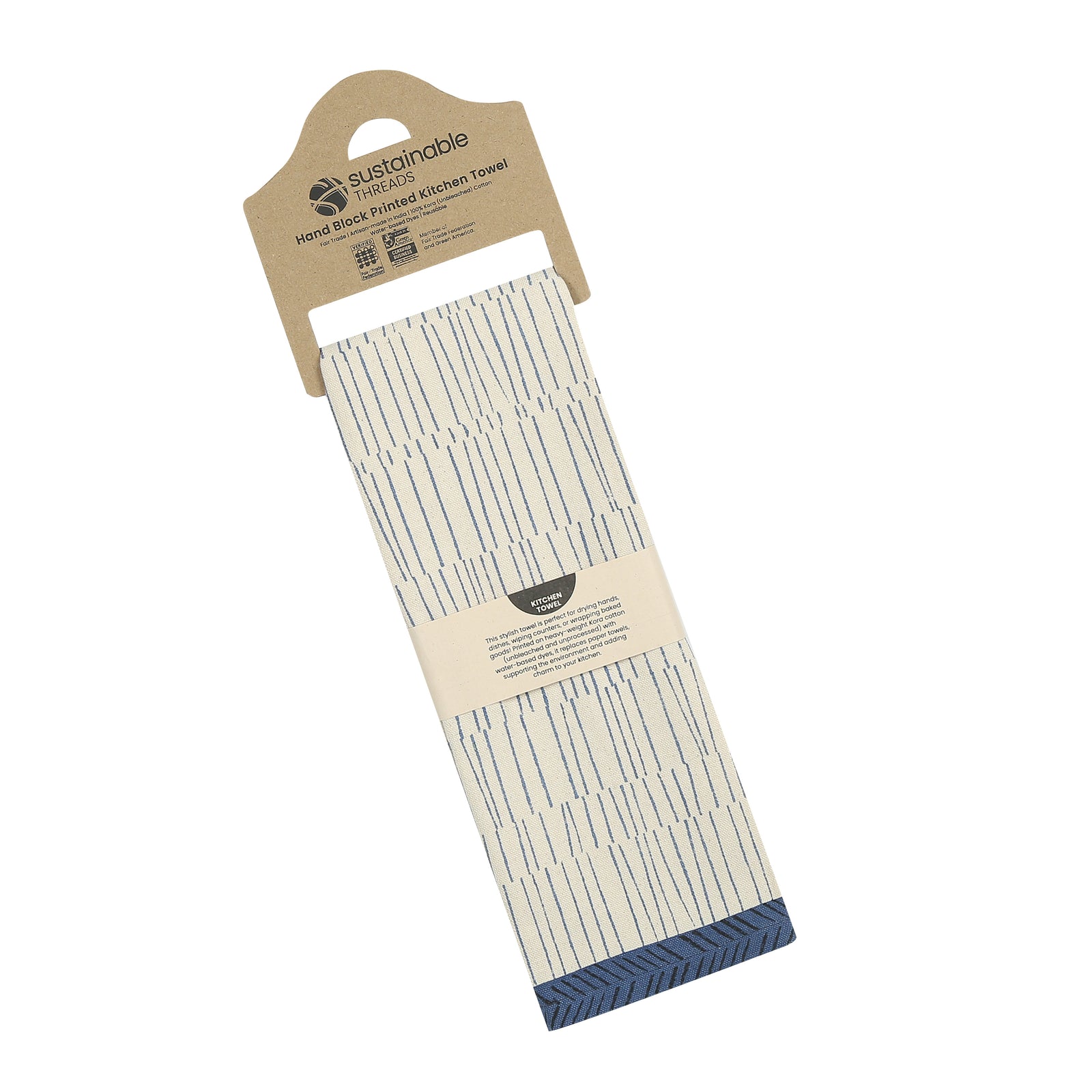 Cotton Kitchen Towel | Hand Block Printed | Tea Break - Croissant