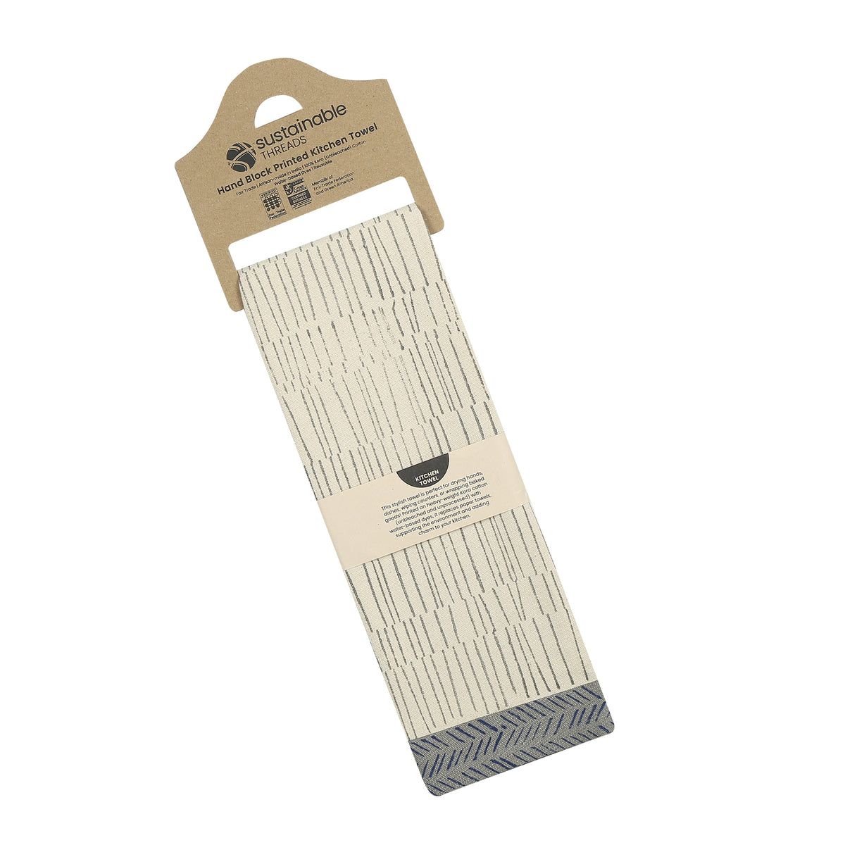 Cotton Kitchen Towel | Hand Block Printed | Tea Break - Bagel