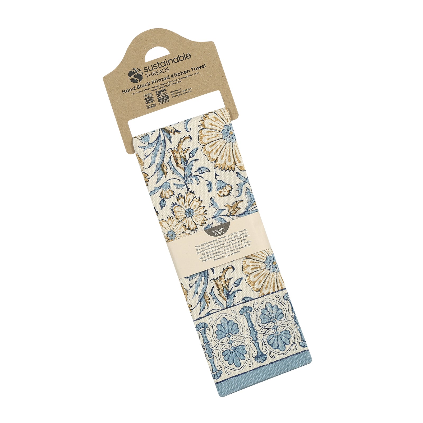 Cotton Kitchen Towel | Hand Block Printed | Bloom  | River